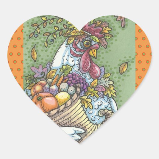 CORNUCOPIA HEN, ERNTEDANK CHICKEN STICKERS Hrt (Vorderseite)