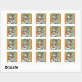 CORNUCOPIA HEN, ERNTEDANK CHICKEN STICKERS Squ (Blatt)