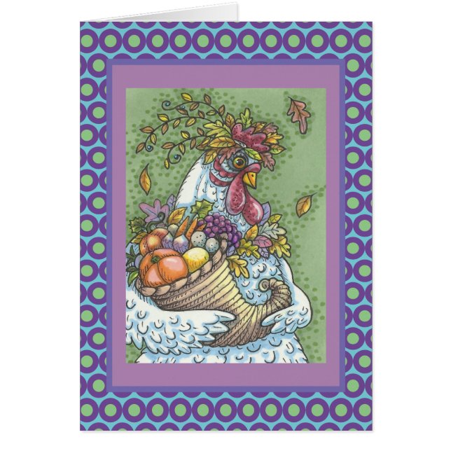 CORNUCOPIA HEN, ERNTEDANK GREETCARD Verse (Vorne)