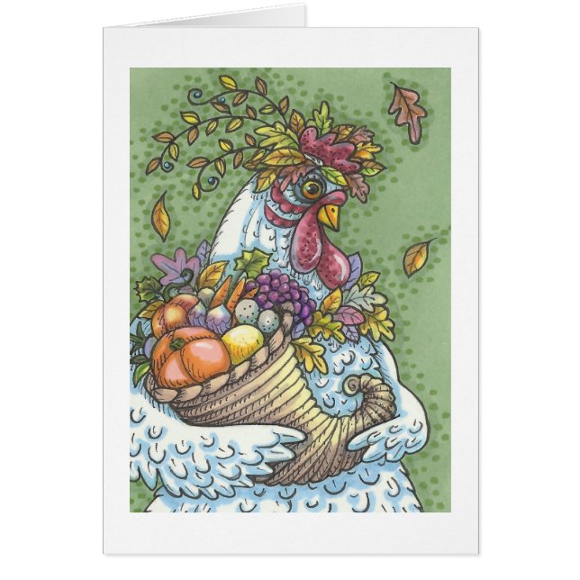 CORNUCOPIA HEN, ERNTEDANK-GREETKARTENschwarz (Vorne)