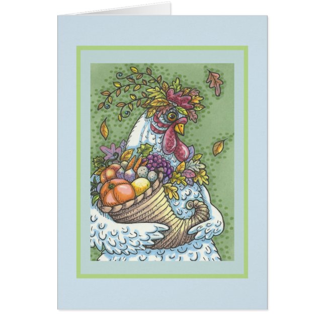 CORNUCOPIA HEN, ERNTEDANK-GREETKARTENschwarz (Vorne)
