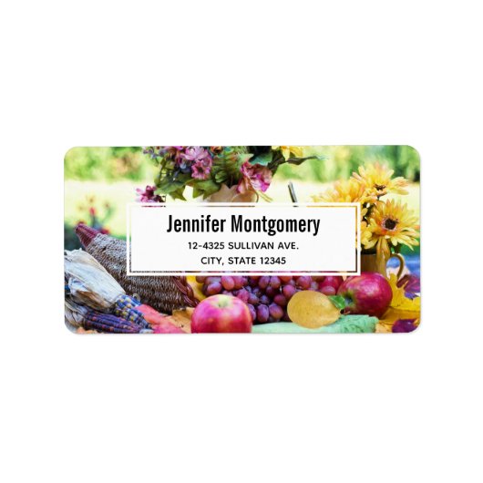 Cornucopia Herbst Ernte Koch Tabelle Adressaufkleber (Vorne)