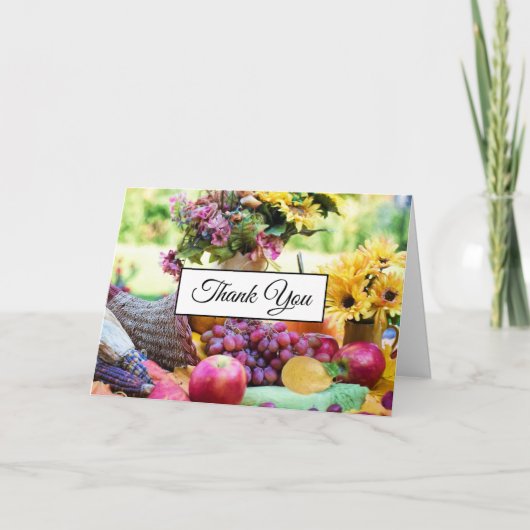 Cornucopia Herbst Ernte Koch Tabelle Dankeskarte (Vorderseite)