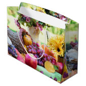 Cornucopia Herbst Ernte Koch Tabelle Große Geschenktüte (Rückseite Schrägansicht)