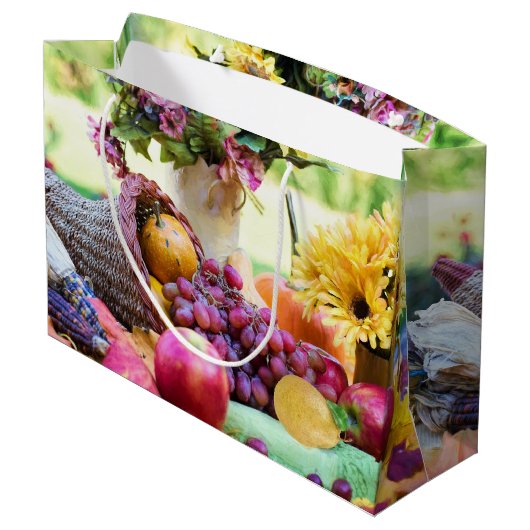 Cornucopia Herbst Ernte Koch Tabelle Große Geschenktüte (Rückseite Schrägansicht)