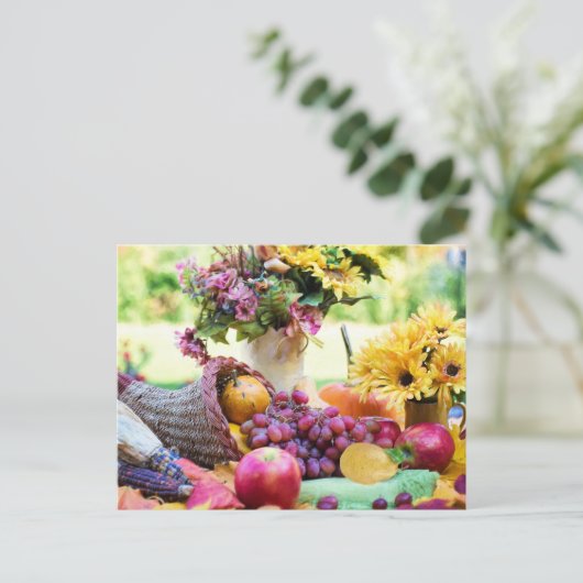 Cornucopia Herbst Ernte Koch Tabelle Postkarte (Stehend Vorderseite)