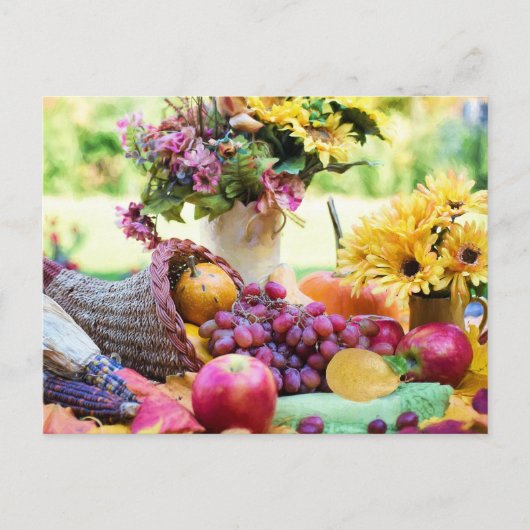 Cornucopia Herbst Ernte Koch Tabelle Postkarte (Vorderseite)