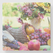 Cornucopia Herbst Ernte Koch Tabelle Steinuntersetzer (Vorderseite)