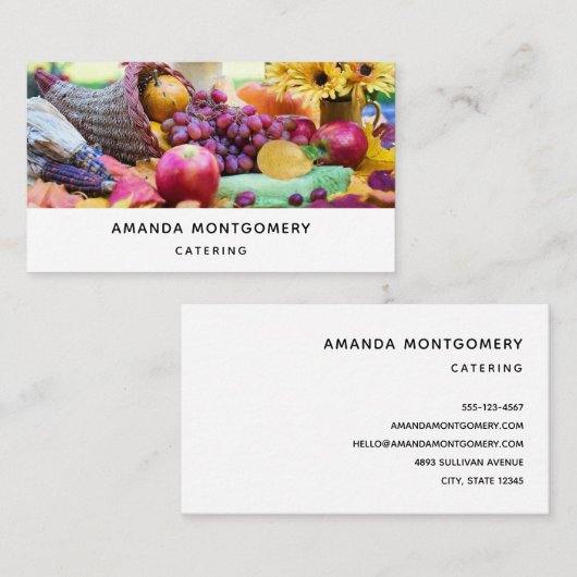 Cornucopia Herbst Ernte Koch Tabelle Visitenkarte (Vorne/Hinten)