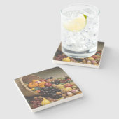 Cornucopia, Horn von viel, Obst und Gemüse Steinuntersetzer (Seitenansicht)