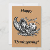 Cornucopia Line Art Holiday Erntedank, ZPR Einladung (Vorderseite)