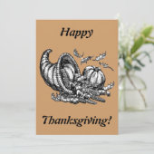 Cornucopia Line Art Holiday Erntedank, ZPR Einladung (Stehend Vorderseite)