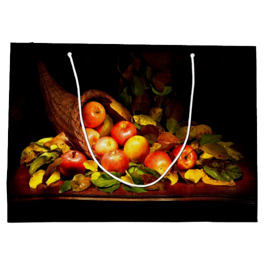 Cornucopia mit Äpfeln Große Geschenktüte (Rückseite)
