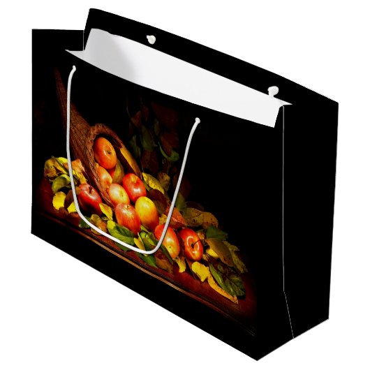 Cornucopia mit Äpfeln Große Geschenktüte (Vorderseite Schrägansicht)