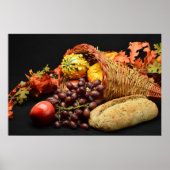 Cornucopia mit Früchten und Brot Poster (Vorne)