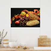 Cornucopia mit Früchten und Brot Poster (Küche)