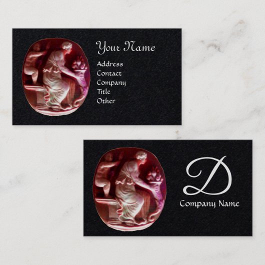 CORNUCOPIA MONOGRAM Anrique Red Black Paper Visitenkarte (Vorne/Hinten)