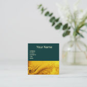 CORNUCOPIA MONOGRAM GOLD YELLOW GREEN QUADRATISCHE VISITENKARTE (Stehend Vorderseite)