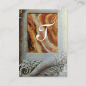 CORNUCOPIA MONOGRAM, graugelbes platinmetallisches Visitenkarte (Rückseite)