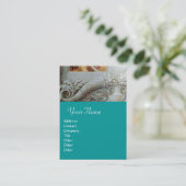 CORNUCOPIA-MONOGRAM, hell grau, aquamarin, blau Visitenkarte (Stehend Vorderseite)