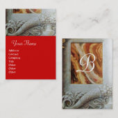 CORNUCOPIA MONOGRAM, hell grau, rot Visitenkarte (Vorne/Hinten)