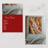 CORNUCOPIA MONOGRAM, hell grau, rot Visitenkarte (Vorne/Hinten)