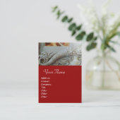 CORNUCOPIA MONOGRAM, hell grau, rot Visitenkarte (Stehend Vorderseite)