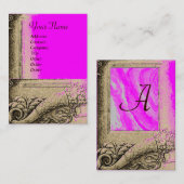 CORNUCOPIA MONOGRAM, hell grau, schwarz, rosa, fuc Visitenkarte (Vorne/Hinten)