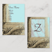 CORNUCOPIA MONOGRAM, hell schwarz, grau, himmelbla Visitenkarte (Vorne/Hinten)