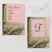 CORNUCOPIA MONOGRAM, hell schwarz, grau, rosa Visitenkarte (Vorne/Hinten)