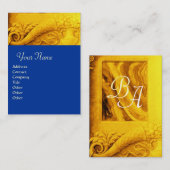CORNUCOPIA-MONOGRAM, hellgoldgelb, blau Visitenkarte (Vorne/Hinten)