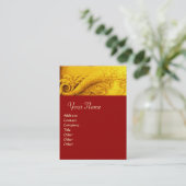 CORNUCOPIA MONOGRAM, hellgoldgelb, rot Visitenkarte (Stehend Vorderseite)