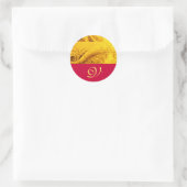 CORNUCOPIA MONOGRAM , hellgoldgelbe Fuchsie Runder Aufkleber (Tasche)