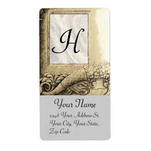 CORNUCOPIA MONOGRAM , schwarz-weiß grau