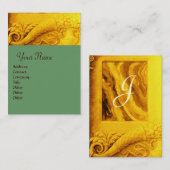 CORNUCOPIA-MONOGRAMM, hellgoldgelb, grün Visitenkarte (Vorne/Hinten)