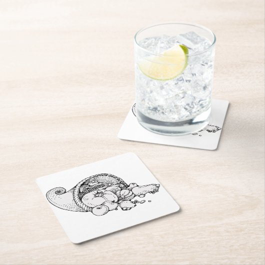 Cornucopia Rechteckiger Pappuntersetzer (Vor Ort)