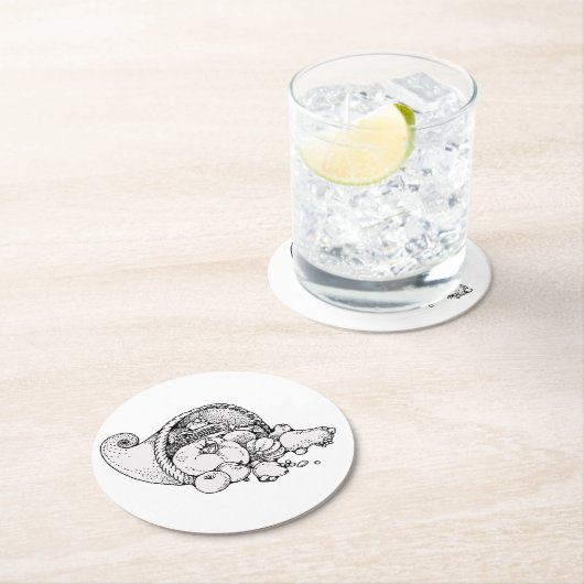 Cornucopia Runder Pappuntersetzer (Vor Ort)