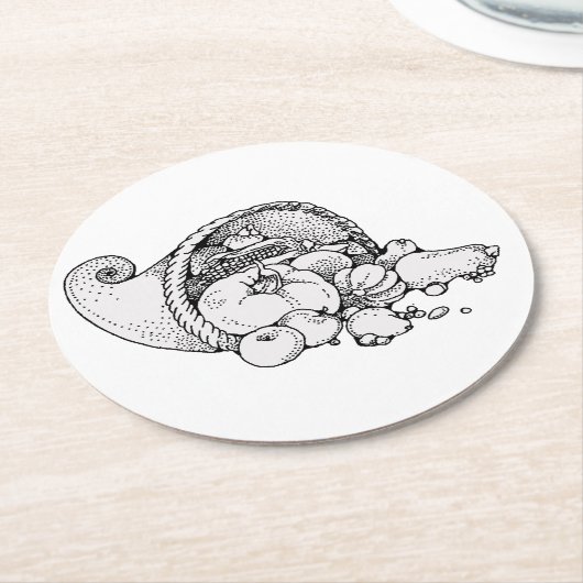 Cornucopia Runder Pappuntersetzer (Angewinkelt)