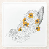 Cornucopia Sunflowers Pumpkins Glasuntersetzer (Vorderseite)