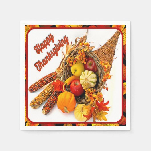 Cornucopia Thankgiving Dinner Napkins Serviette (Vorderseite)