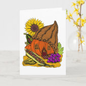 Cornucopia und Pumpkin Fairy House Whimsical Blank Karte (Gelbe Blume)