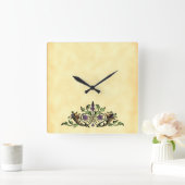 Cornucopia Vintag Art Wall Clock Quadratische Wanduhr (Zuhause)