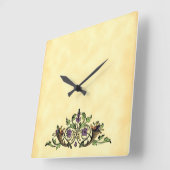 Cornucopia Vintag Art Wall Clock Quadratische Wanduhr (Winkel)