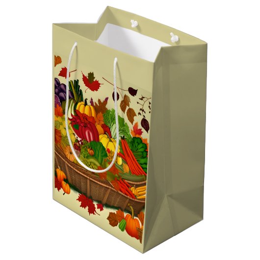 Cornucopia voll mit Gemüse Mittlere Geschenktüte (Rückseite Schrägansicht)