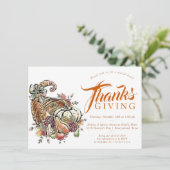 Cornucopie Sublimierung | Orange Erntedank Einladung (Stehend Vorderseite)