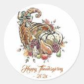 Cornucopie Sublimierung | Orange Erntedank Runder Aufkleber (Vorderseite)