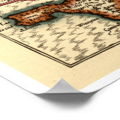 Cornwaile Cornwall Landkreis Map, England Poster (Ecke)