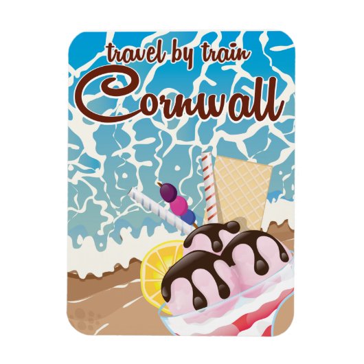 Cornwall Eis Cartoon Reiseplakat Magnet (Vertikal)