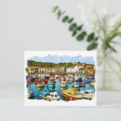 Cornwall England Harbour Postkarte (Stehend Vorderseite)
