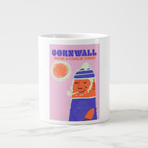 Cornwall Fischer Vintag "take a coach" Plakat Jumbo-Tasse